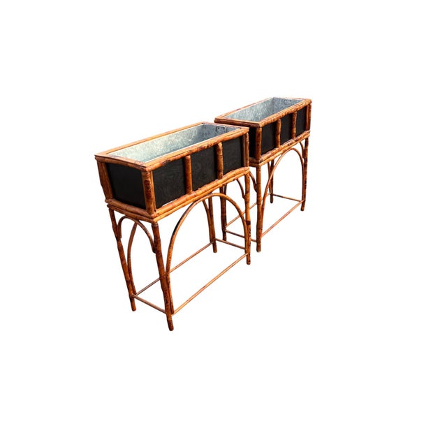 Late 20th Century Late 20th Century Pair Rattan Planters For Sale - Image 5 of 18