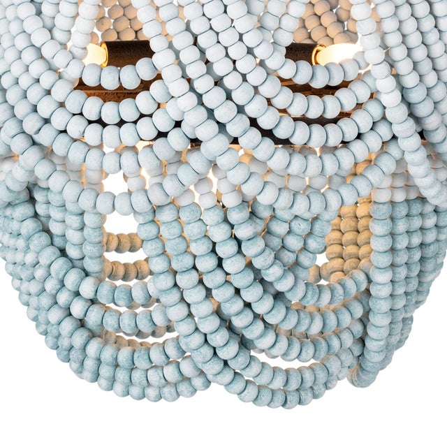 Ombre Wood Bead Flush Mount, Blues For Sale - Image 4 of 7