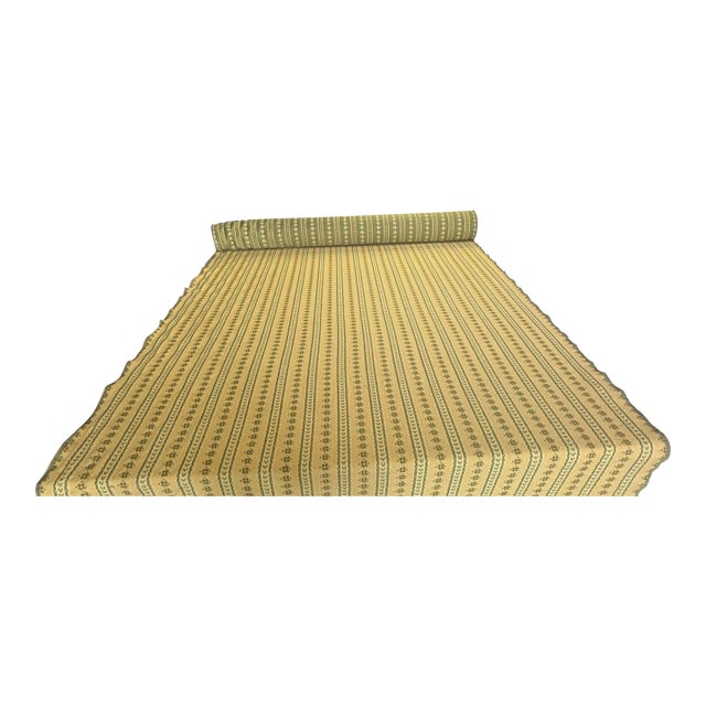 17 1/2 Yards of Goldenrod and Green Fabric For Sale