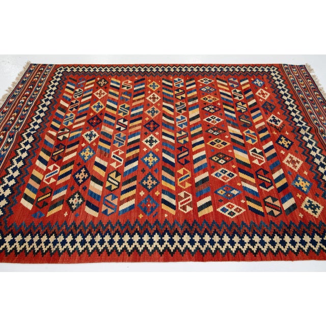 2020s 2020s Modern Kilim Handmade Multicolor Geometric Wool Rug For Sale - Image 5 of 7