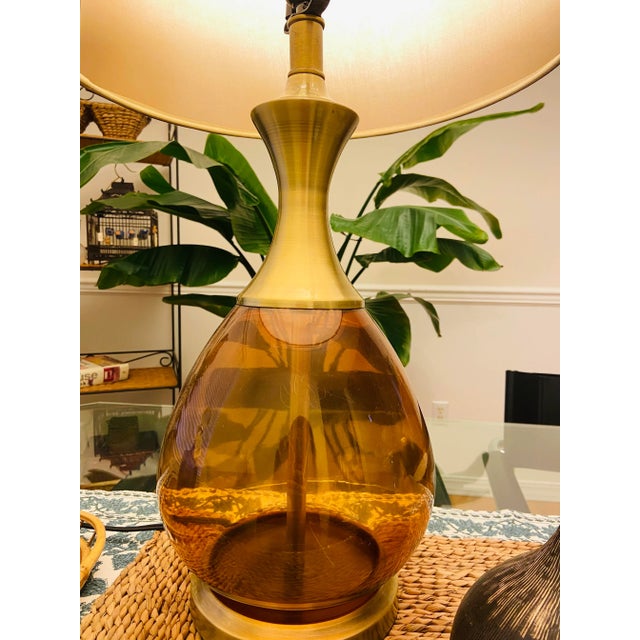 Vintage Amber Glass Lamp For Sale - Image 4 of 9