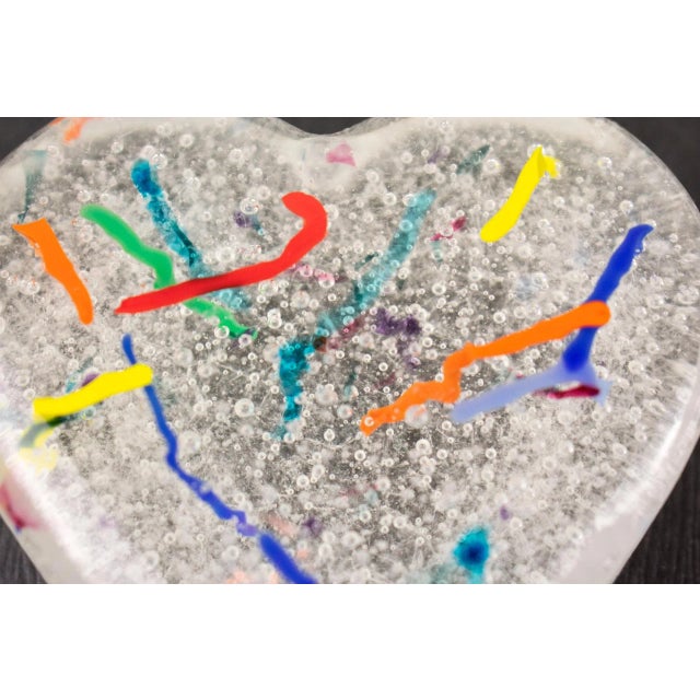 Vintage Confetti Heart of Glass Paper Weight For Sale - Image 4 of 9