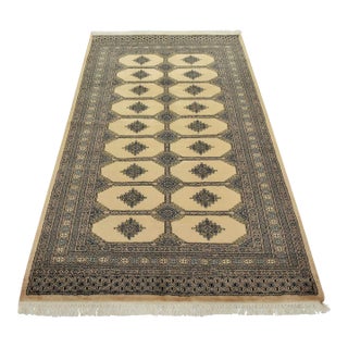 Bokhara Jaldar Rug 5’2” X 8’2” Beige Wool Tribal Hand-Knotted Oriental Carpet For Sale