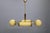 1930s Czech Art Deco Brass Chandelier with Globe and Opaline Shades, 1930s For Sale - Image 5 of 18