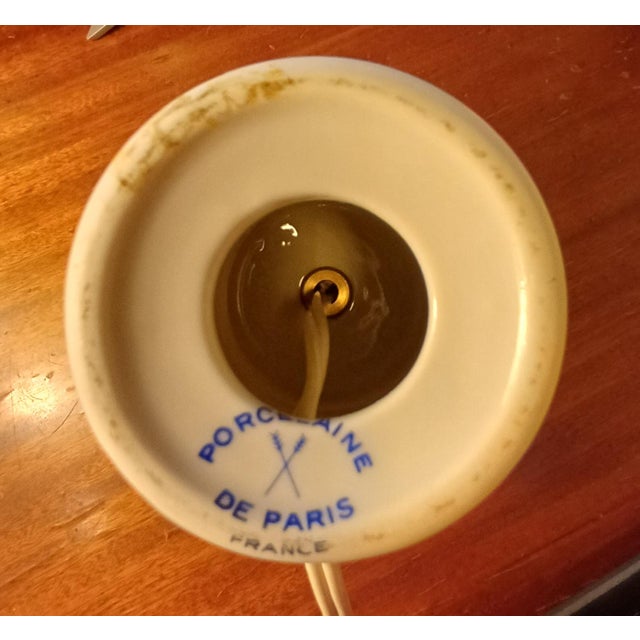 Metal French Porcelain Table Lamp from Paris Arte, 1960s For Sale - Image 7 of 8