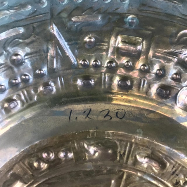 Vintage Hand Hammered Solid Copper Sun God Hanging Wall Plate For Sale - Image 12 of 13