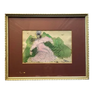 Mid-Century Modern 1953 Angna Enters (1897-1989) Mixed Media Drawing Loves Me She Loves Me Not