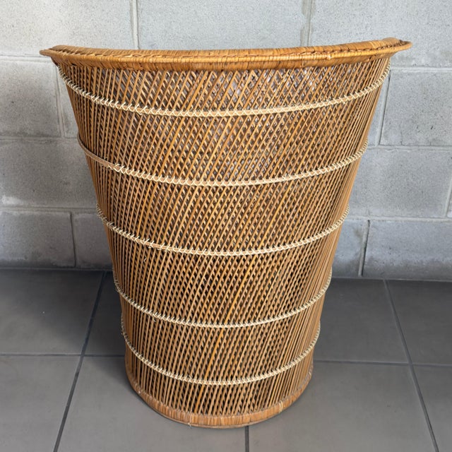 20th Century Modernist Wicker Rattan Wicker Tub Chair with Cushions For Sale - Image 4 of 13