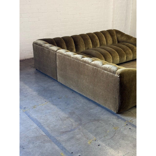 Low Profile Channel Sectional in Green- Floor Model For Sale - Image 12 of 12