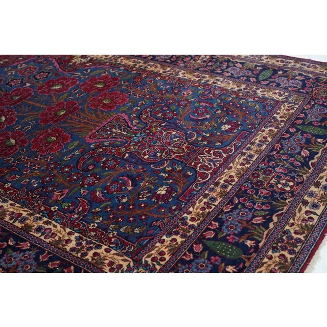 Blue Antique Semnan Rug 4'9'' x 6'5'' For Sale - Image 8 of 11
