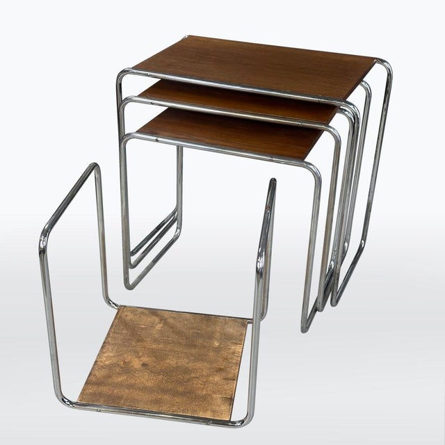 Wood Vintage Nesting Tables by Jidnřich Halabala for Up Zavody, 1930s, Set of 4 For Sale - Image 7 of 18