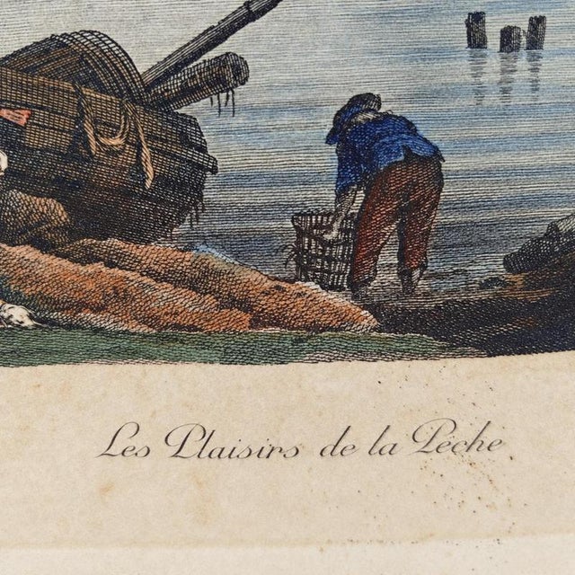 19th Century Claude-Joseph Vernet (17141789), Segundo Vernet, Engraved by N. Ozanne, The Pleasures of Fishing, 1800s, Wood & Paper For Sale - Image 5 of 9
