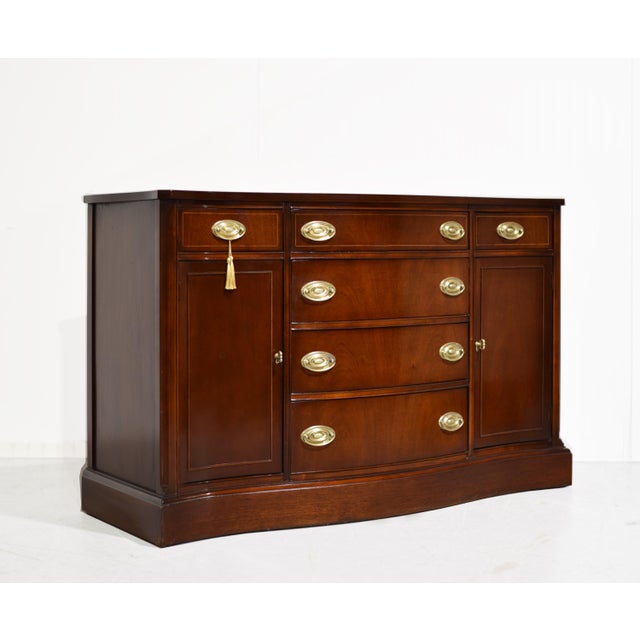Bassett Furniture Mid-Century Federal Style Serpentine Buffet by Bassett Furniture For Sale - Image 4 of 14