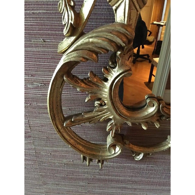 Giltwood Mirror Decorated With Scrolls and a Phoenix Finial, 20th Century For Sale In Savannah - Image 6 of 6