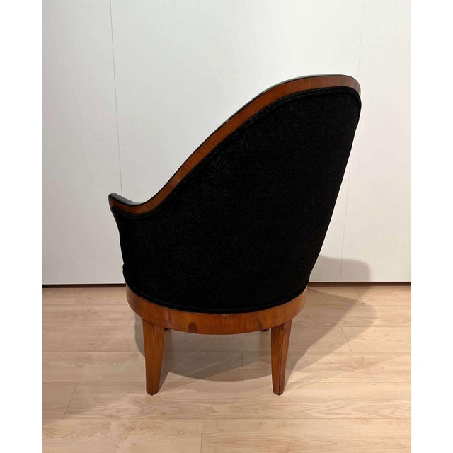 Biedermeier Revolving Armchair in Cherry Veneer & Black Velvet, South Germany, 1820s For Sale - Image 4 of 18