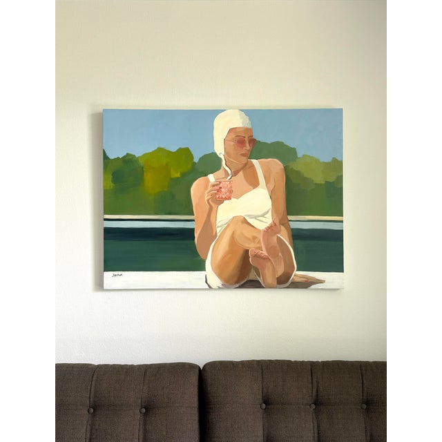 Textile "Rose Colored Glasses" Original Oil Painting, by Jennifer Hohlfelder For Sale - Image 7 of 9