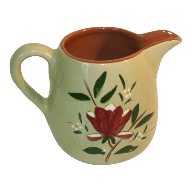 1950s Stangl Pottery Magnolia Pattern Floral Hand-Painted Pitcher For Sale