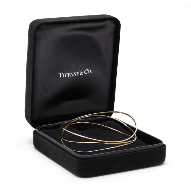 Tiffany & Co Elsa Peretti Wave 3 Row Bangle Bracelet, 18k Yellow Gold, 7.5 Inch For Sale In Greensboro - Image 6 of 7