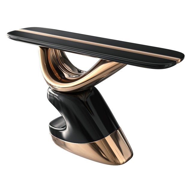 "Respiro" Console With Bronze and Stainless Steel, Handmade For Sale In Los Angeles - Image 6 of 9