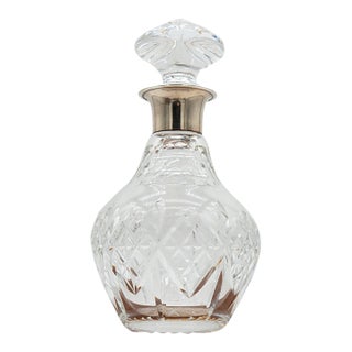 Crystal Decanter With Hallmarked Sterling Collar by J B Chatterley & Sons LTD 1975 For Sale