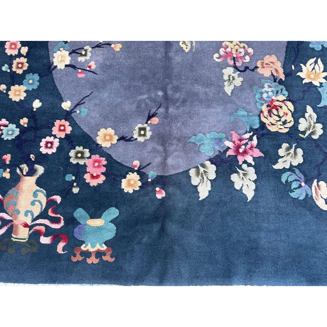 A Stunning Vintage 5'-6" X 8'-5" Art Deco Chinese Rug For Sale - Image 9 of 10