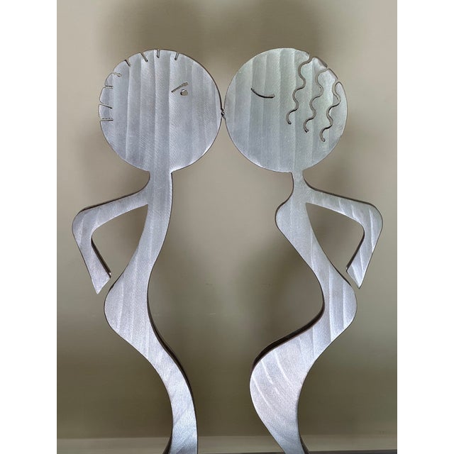 Postmodern Postmodern Fred Garbotz "The Kiss" Brushed Aluminum Figural Sculpture – Rockledge Design Studios For Sale - Image 3 of 10