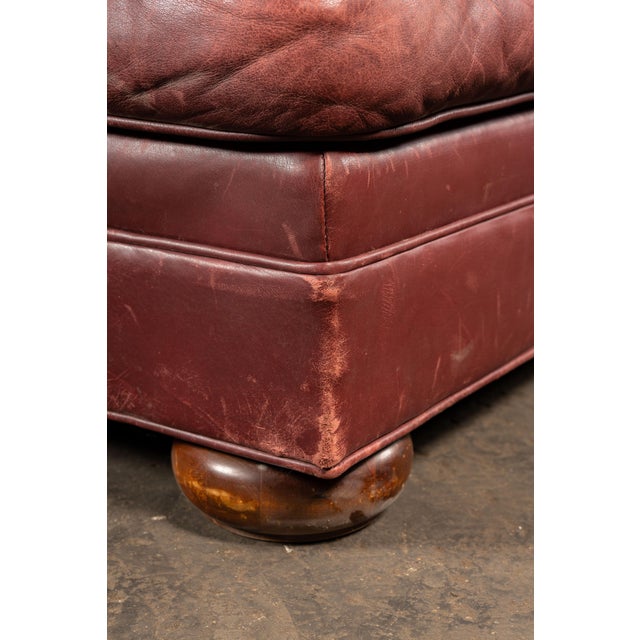 Late 20th Century Red Leather Armchair With Ottoman For Sale - Image 16 of 18