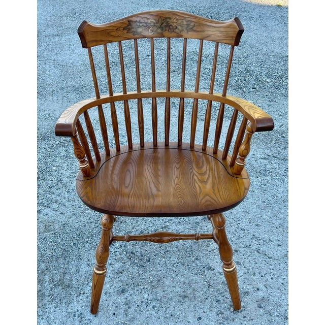 L. Hitchcock Oak Stonington Harvest Paint Decorated Side Chairs - Set of 4 For Sale - Image 9 of 12
