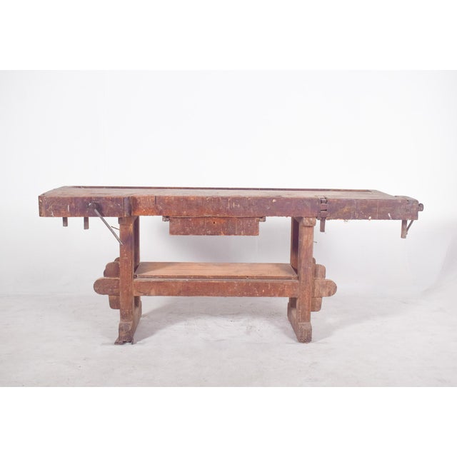 Mid-Century Modern Portuguese Woodworkers Workbench, 1950s For Sale - Image 3 of 11