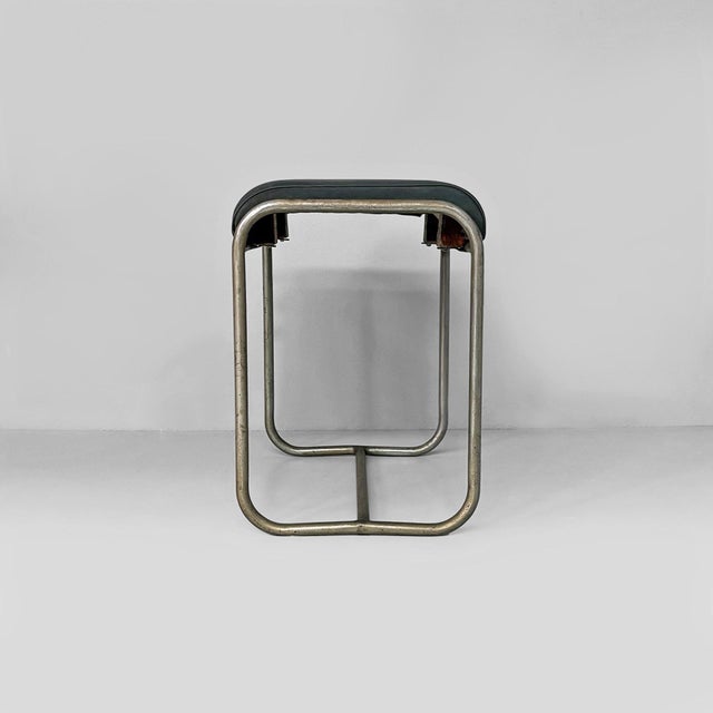 Italian Art Deco Stool in Metal and Faux Leather, 1930s For Sale - Image 3 of 16