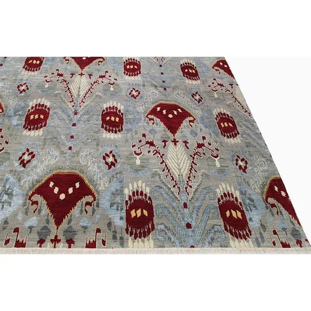 Modern Handwoven Ikat Area Rug - 12′1″ × 15′1″ For Sale - Image 3 of 12