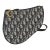 Navy Oblique Canvas Triple Saddle Pouch For Sale