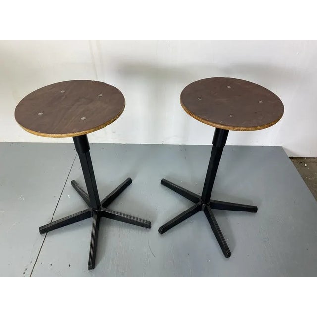 Wood Set of Industrial Adjustable Stools from Galvanitas, 1950s-1960s For Sale - Image 7 of 9