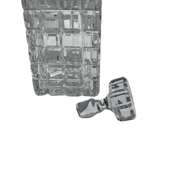 Late 20th Century Attributed Atlantis Crystal Square Cut Decanter With Faceted Stopper For Sale - Image 10 of 10