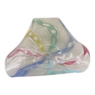 Murano Hand Blown Multi Colored Glass Dish For Sale