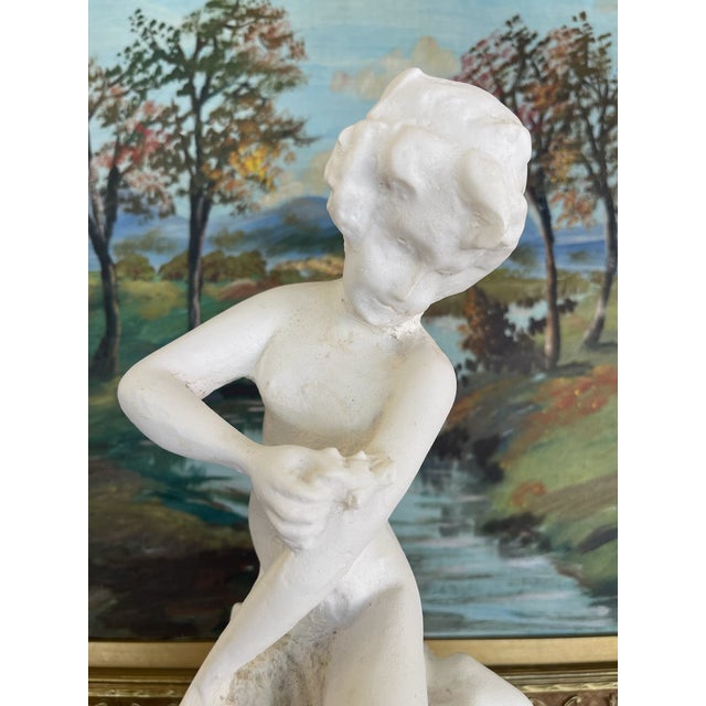 Vintage Plaster Nude Female Figurative Sculpture on Rock Formation - Mid-20th Century Classical Style For Sale In Seattle - Image 6 of 10