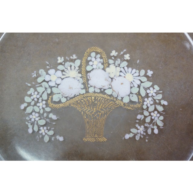 Mid 20th Century Mid 20th Century Clear Glass Gold Painted Basket of Flowers Dessert Plate 11" For Sale - Image 5 of 9