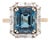 5.46ct London Blue Topaz & Natural Diamond Ring in Solid 14k White & Yellow Gold, Size 6.75 For Sale