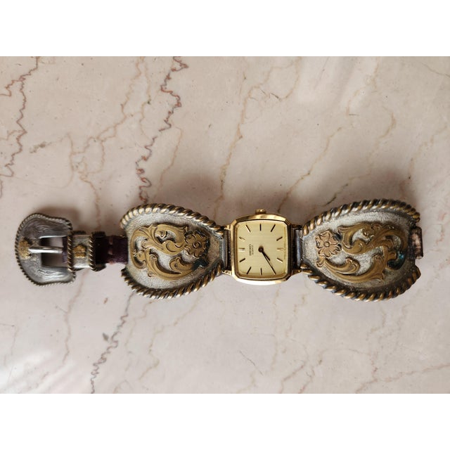 1970s Western Watch Sterling Silver Leather Band For Sale - Image 11 of 18