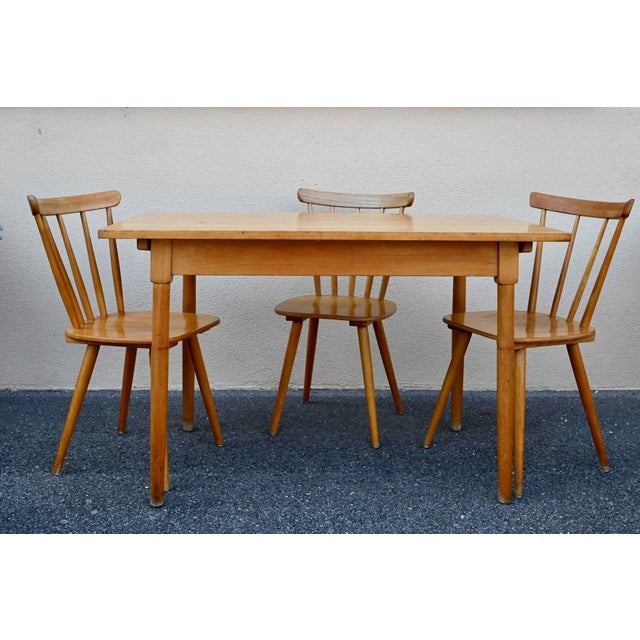 Vintage Bohemian Wood Bistro Tables with Turned Legs, 1960s, Set of 5 For Sale - Image 9 of 18