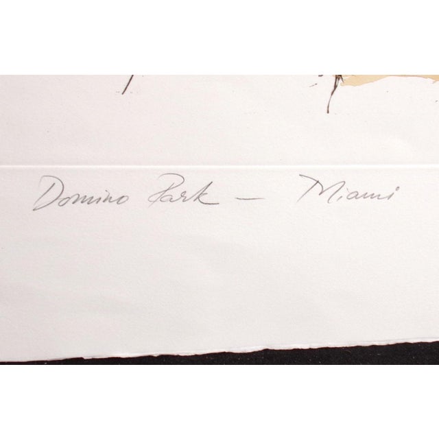 William Papas "Domino Park, Miami" Hand Painted Etching Artwork, Florida For Sale In Denver - Image 6 of 6