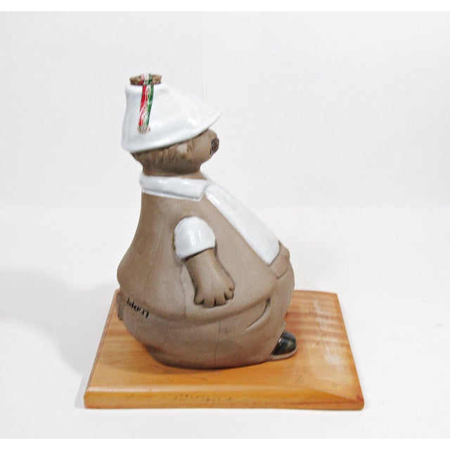 Large Mexican Figurative Ceramic Decanter on Wood Base, C. 1970s For Sale In Austin - Image 6 of 13