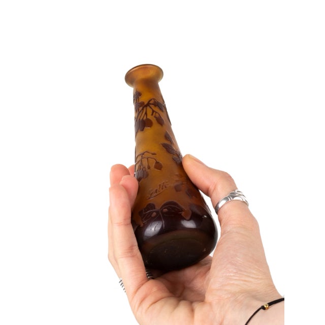 Clover Tree Brown Glass Vase by Emile Gallé, 20th Century For Sale - Image 6 of 7
