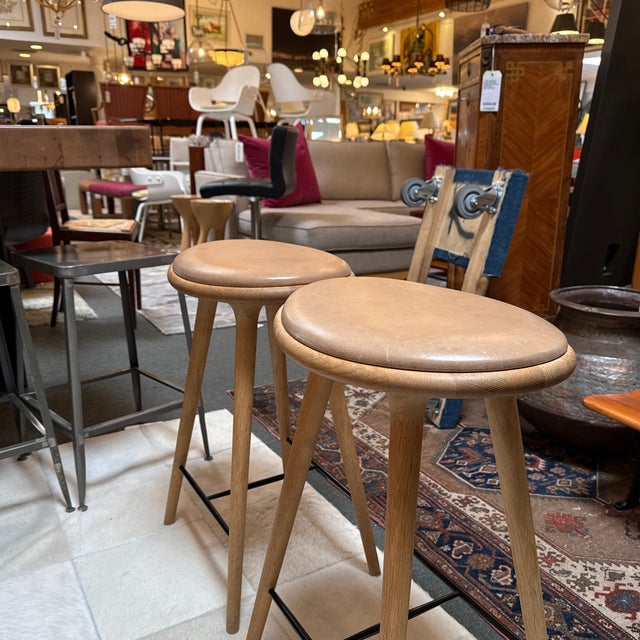 Space Copenhagen for Mater Soaped Oak Wood Counter Stools, Pair For Sale - Image 10 of 12