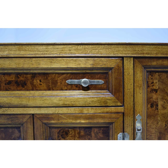 Brass 1970s Chin Hua Burl Front Buffet Sideboard by Bernhardt For Sale - Image 8 of 15