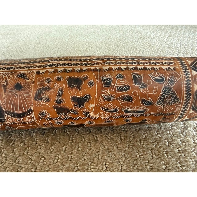 Monumental 22" Peruvian Hand Carved Mate Burilado Storyteller Gourd Rattle - Vintage For Sale - Image 9 of 13