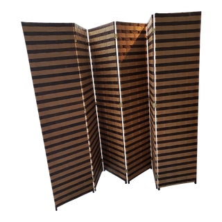 Vintage 6-Panel Woven Folding Screen/ Room Divider For Sale