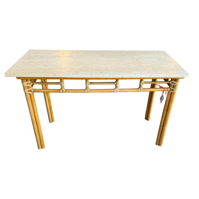 McGuire Furniture Co Tessellated Stone Top Console Table.