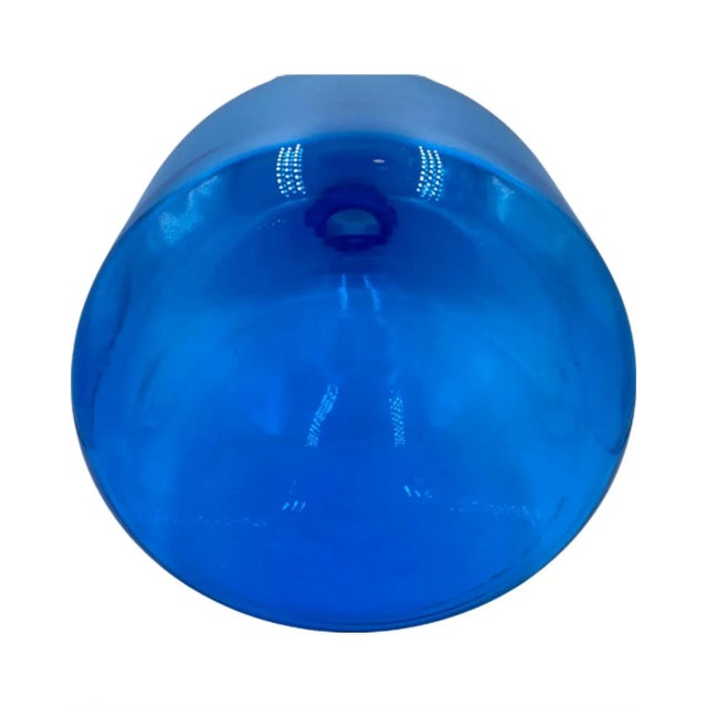 Vintage Mid-Century Blue Glass Bottle Jug Vase Hand-Made For Sale - Image 10 of 12