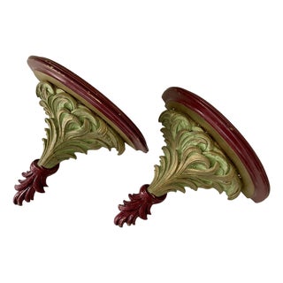 1950s Syroco Wall Shelves - A Pair - With Original Paint For Sale